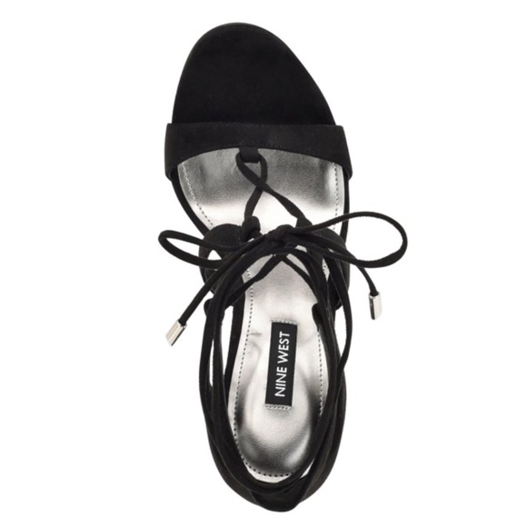 Nine West  Mindi Ankle Wrap Heeled Dress Sandals Black Size 9 - Picture 2 of 6